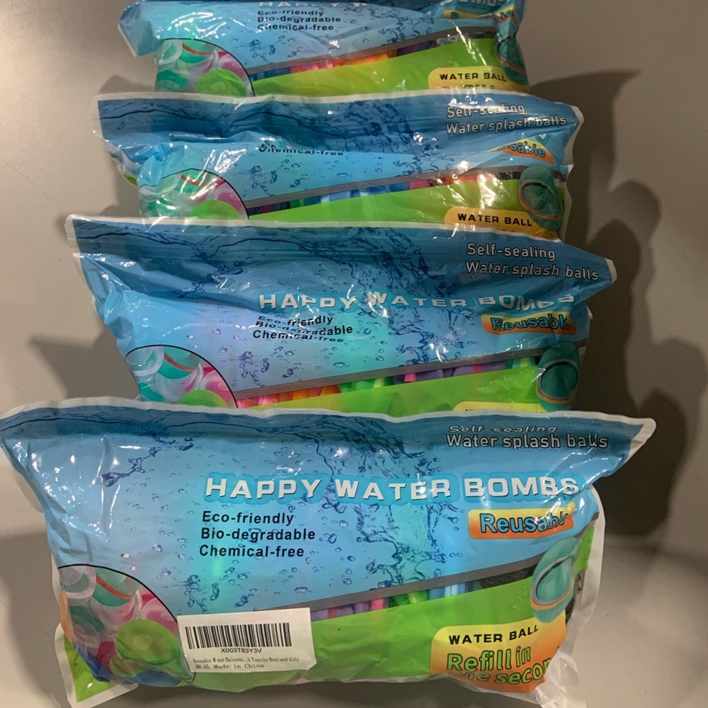 96 pcs (4packs) Happy Water Bombs - Reusable Water Ball Pack (assorted colors)
